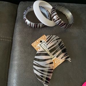 Zebra print bangles and earrings